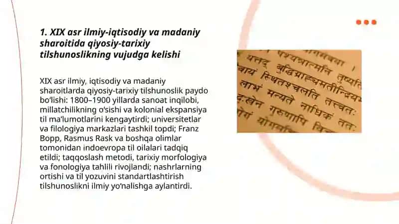 XIX asrda qiyosiy-tarixiy tilshunoslikning vujudga kelishi 3