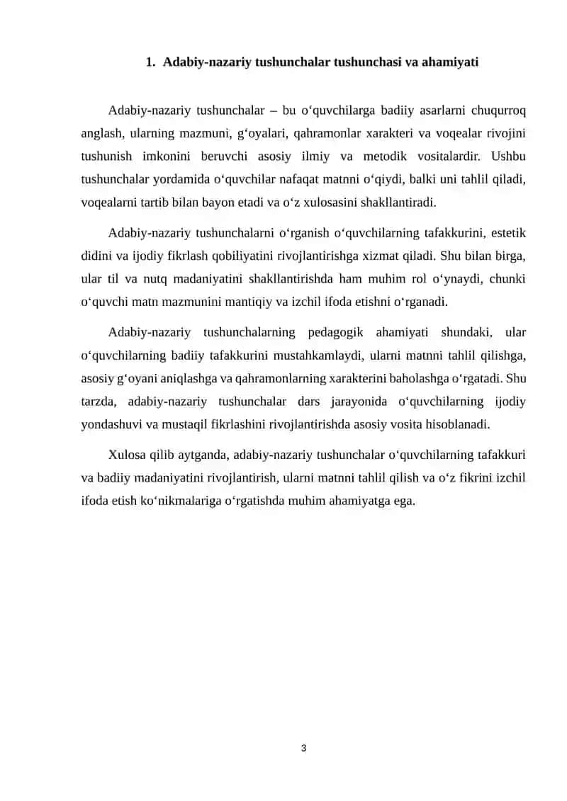 Adabiy-nazariy tushunchalarni sinflar kesimida o‘rgatish yo‘llari 3