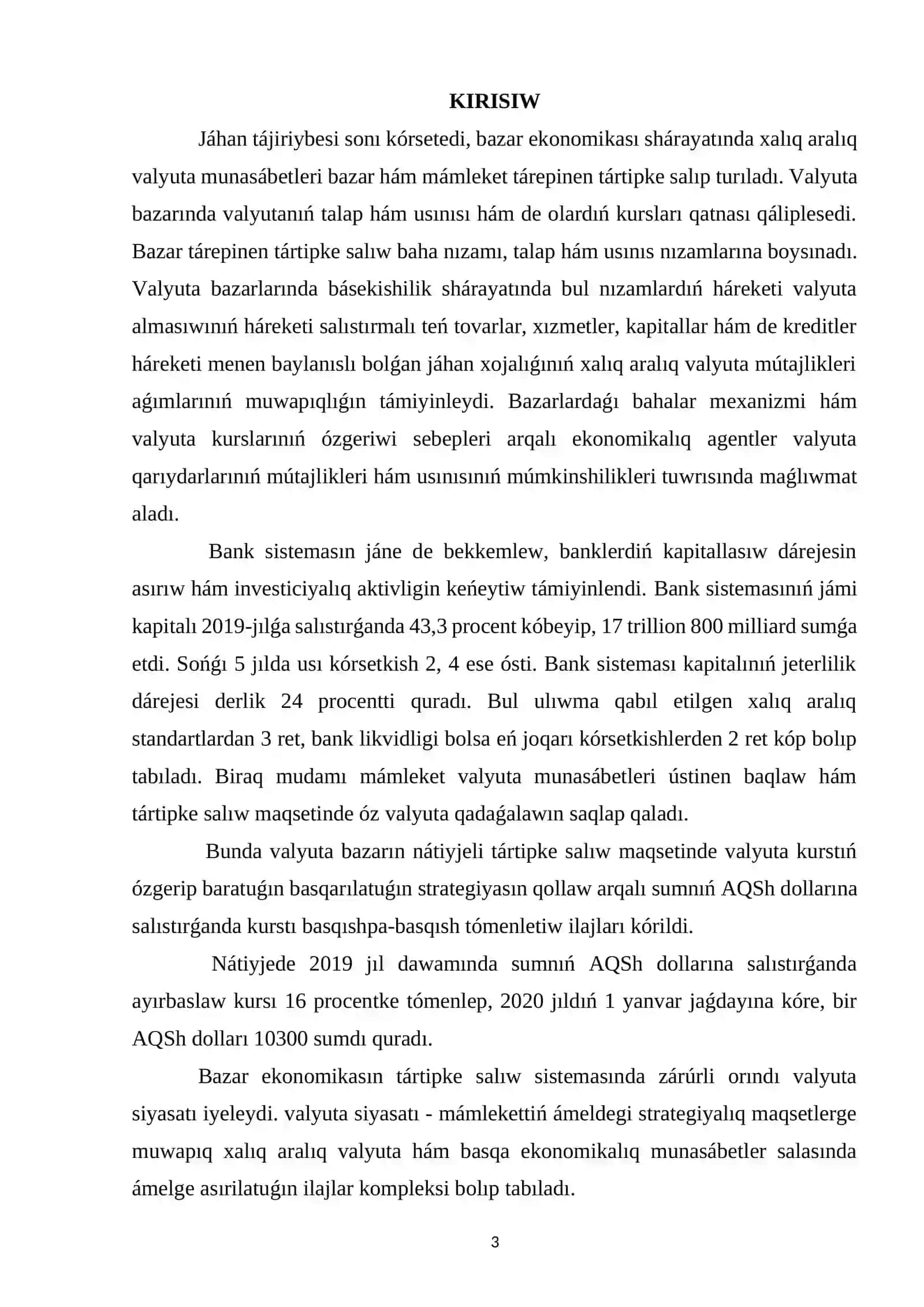 Milliy valyuta kursı hám oǵan tásir etiwshi faktorlar 3