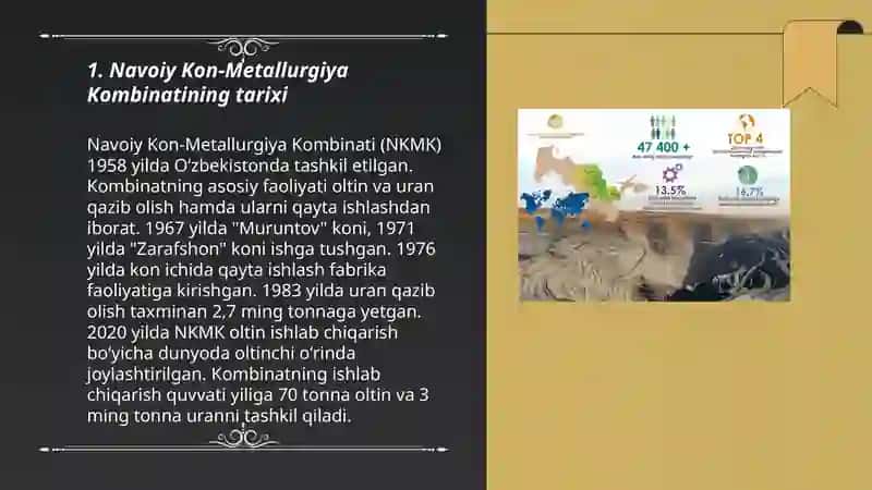 Navoiy Kon-Metallurgiya Kombinati faoliyati va yo'nalishlari 3