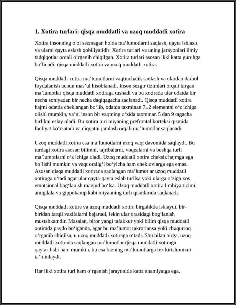 Xotira Turlari va Uning Jarayonlari 3