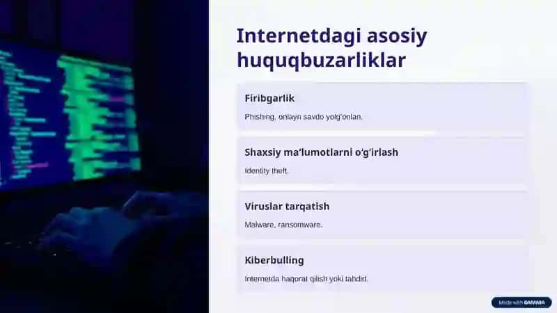 Internet tarmogʻida amalga oshiriladigan huquqbuzarliklar va ularga qarshi kurashish 3