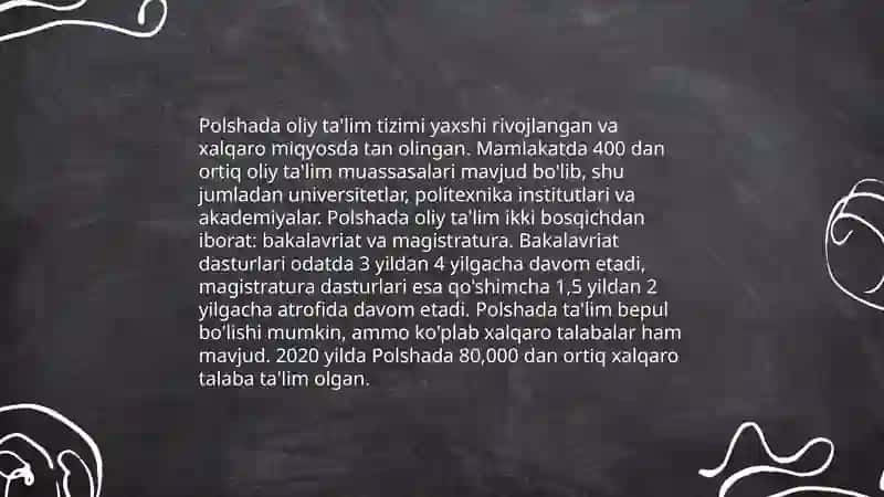 Polsha davlatining ta'lim sohalari 3