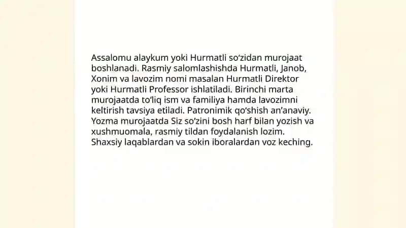 Rasmiy murojaatlar etiketi 3