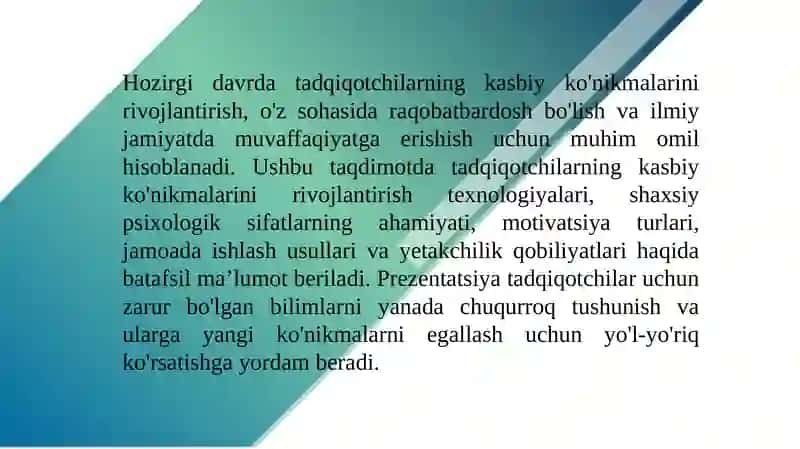 Tadqiqotchilar-ning kasbiy ko'nikmalarini rivojlantirish texnologiyalari 3