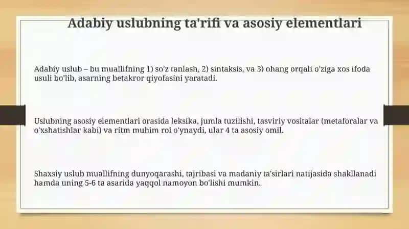Adabiy uslubning asosiy elementlari 3