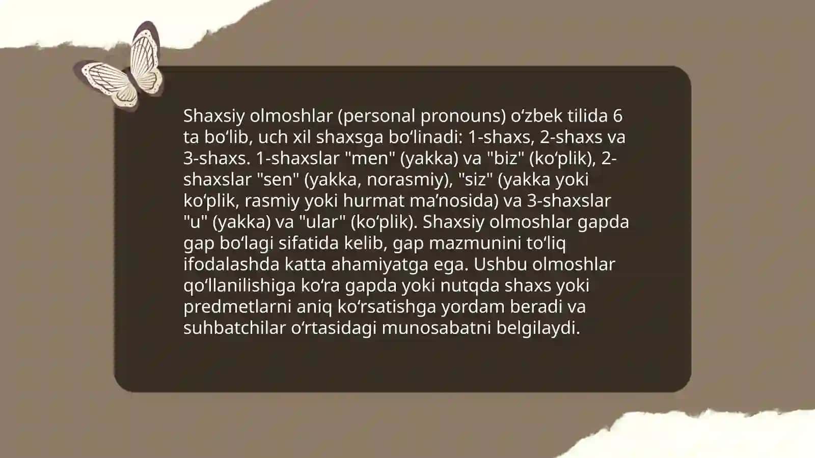 Shaxsiy olmoshlar (Personal Pronouns) 3