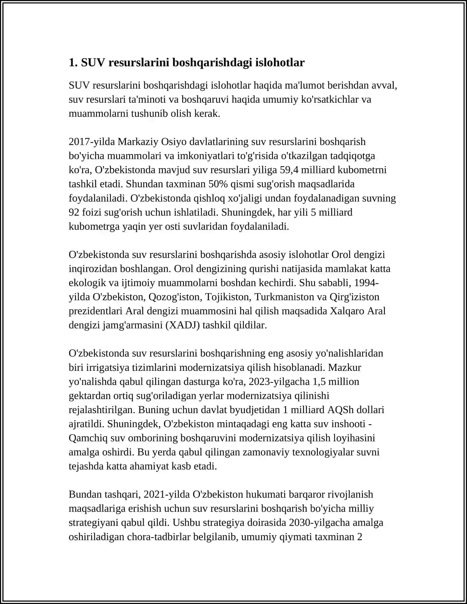 SUV BO'YICHA ISLAXOTLAR HUQUQI XUMOYANI TASIR QILISHI 3