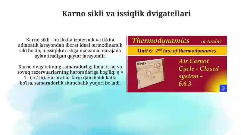 Karno sikli va issiqlik dvigatellari 3