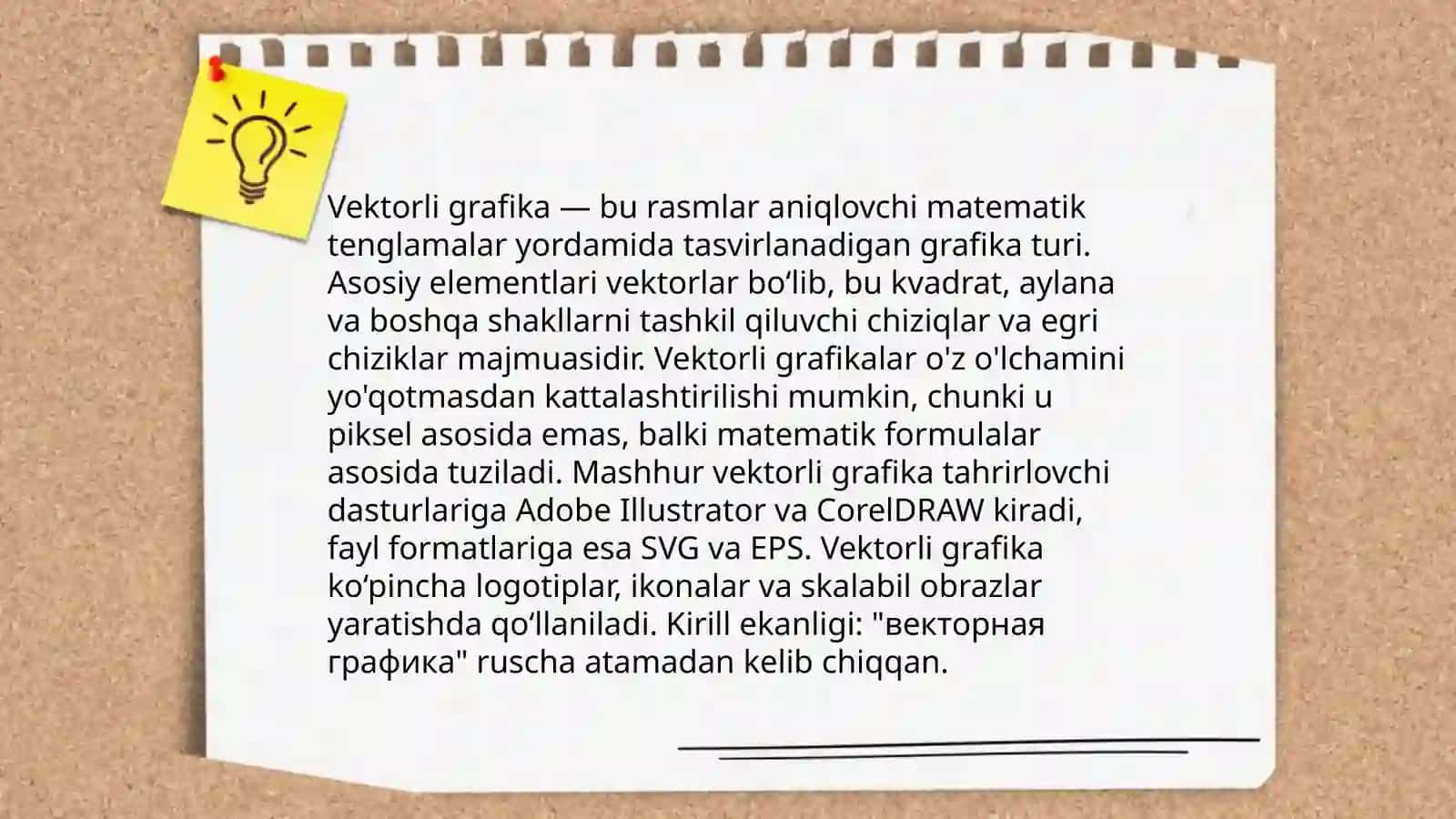 Kompyuter grafikasi turlari:Vektorli,rastrli,fraktal,CD-grafika 3