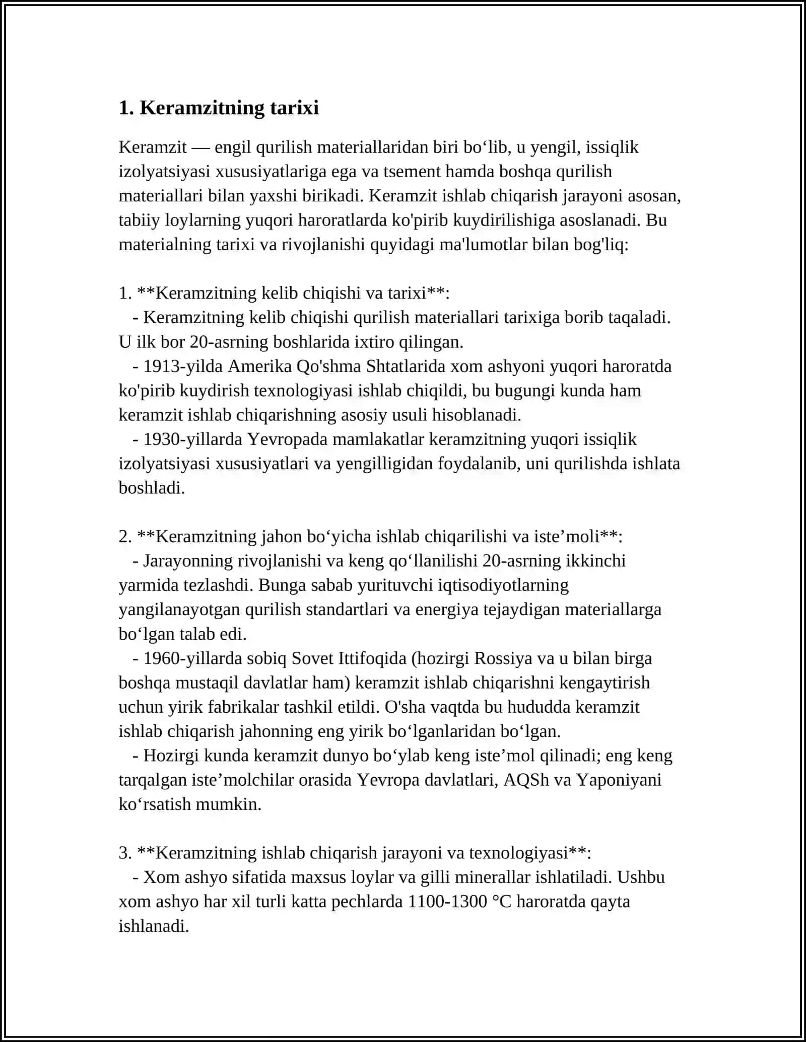 KERAMZIT QANDAY MATERIAL VA UNING QANDAY TAYYORLANISH MUSTAHKAMLIGINI TUSHUNTIRING 3