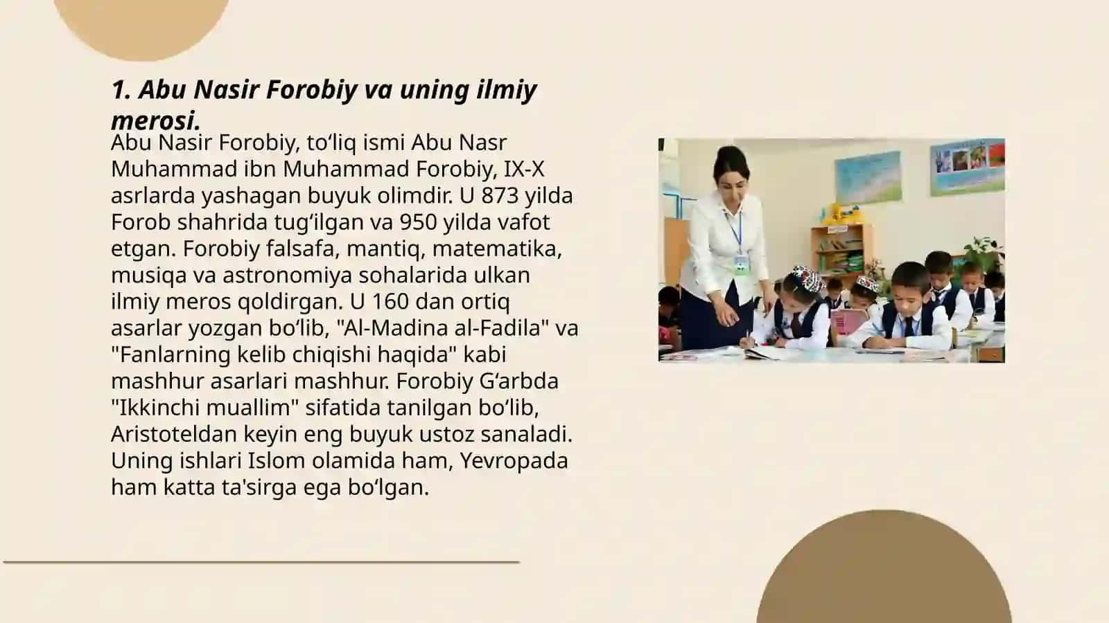 ABU NASIR FAROBIY VA ABU RAYHON BERUNINYNING TALIM TARBIYAGA QÔSHGAN XISSASI 3