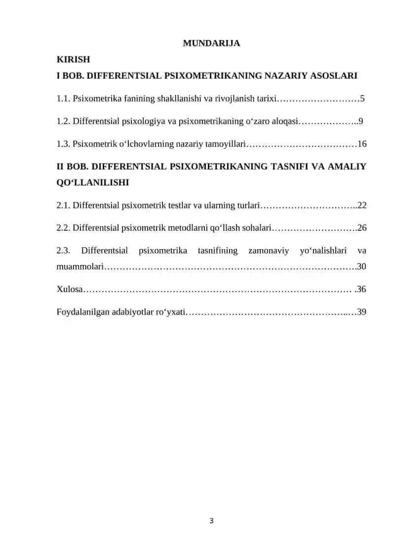 DIFFERENTIAL PSIХOMETRIKA TASNIFI 3
