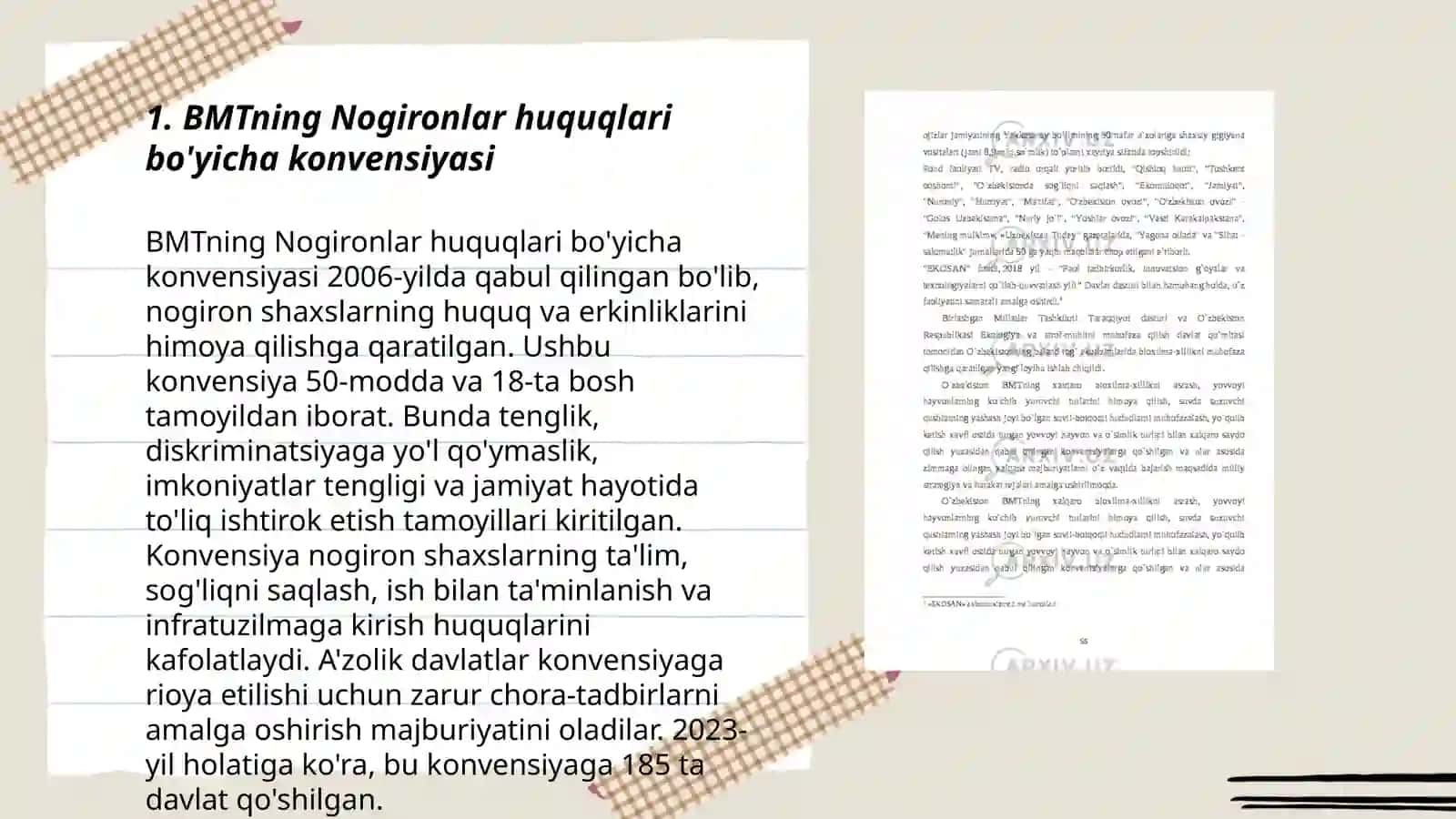 BMTning Nogironlar huquqlari bo'yicha konvensiyasi 3