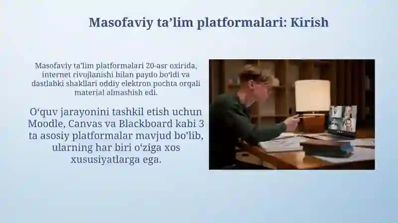 Masofaviy ta‘lim platformalari: Umumiy ko‘rinish 3