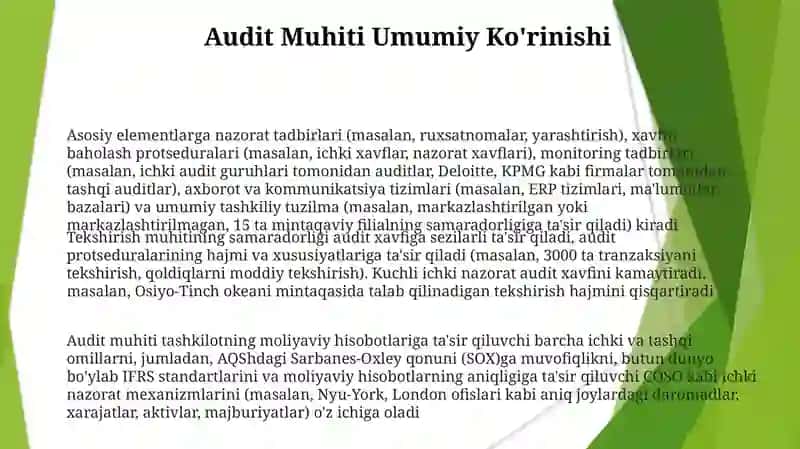 Auditda nazorat muhiti va elementlari 3