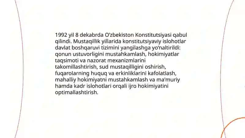 Mustaqillik yillarida davlat boshqaruvi tizimida amalga oshirilgan islohotlar 3