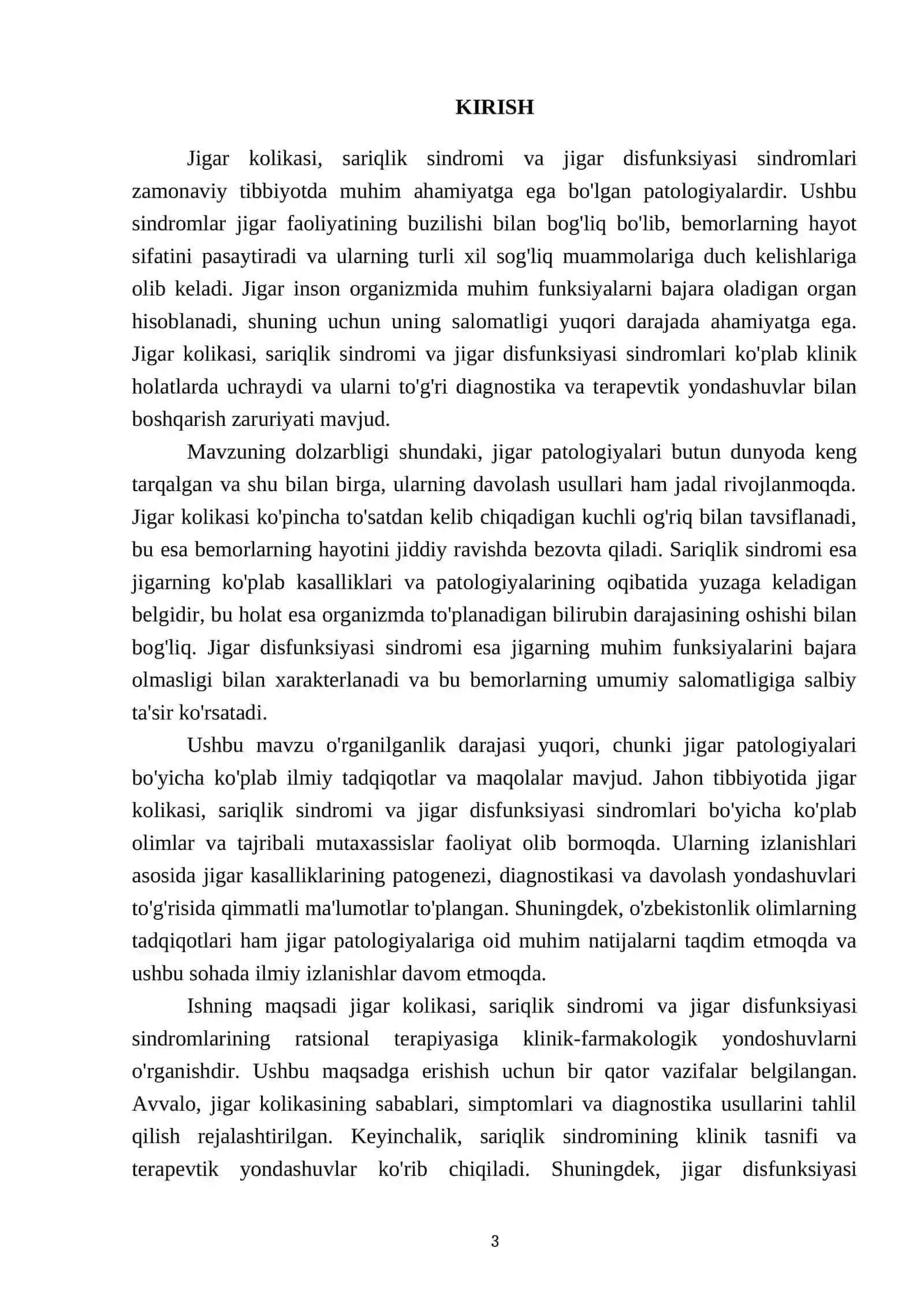 Jigar kolikasi, sariqlik sindromi, jigar disfunksiyasi sindromlarining ratsional terapiyasiga klinik-farmakologik yondoshuv 3