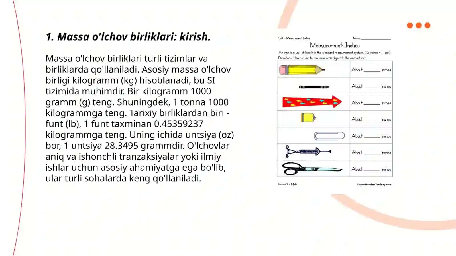 Massa va sig'im o'lchov birliklari 3
