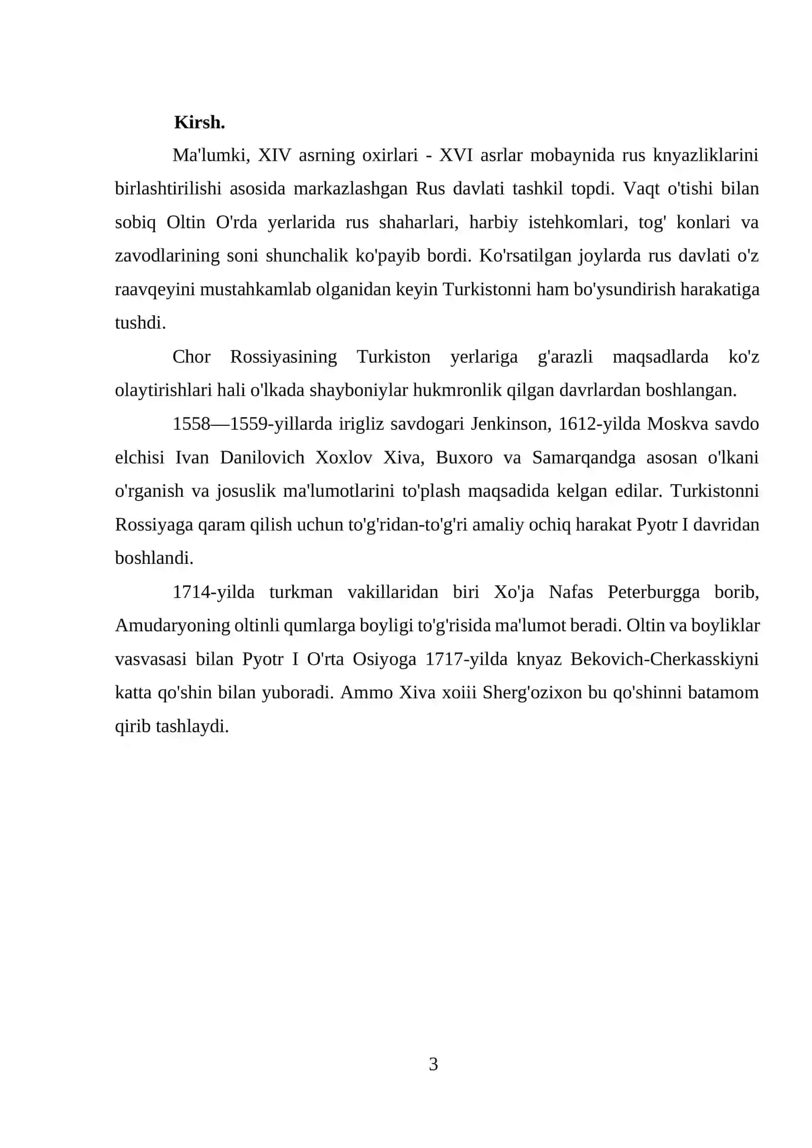 Chor Rossiyasining o'zbek xonliklari bilan o'zaro munosabatlari 3