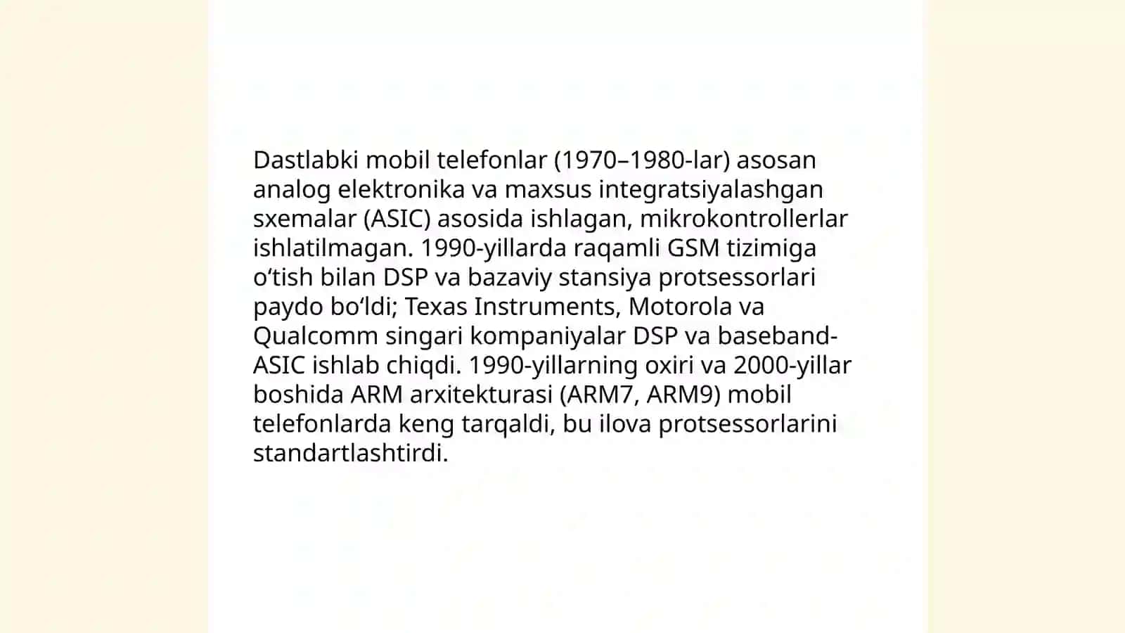 Dastlabki mobil telefonlardagi prosessorlar 3