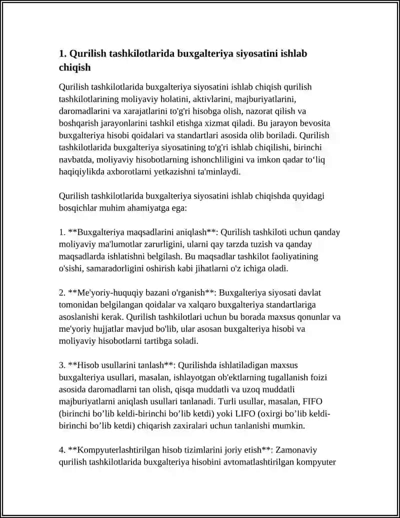 QURILISH TASHKILOTLARIDA BUXGALTERIYA HISOBINI TASHKIL QILISH ASOSLARI 3
