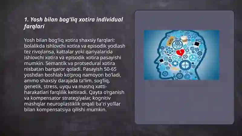 Yosh bilan bog'liq xotira individual farqlari 3