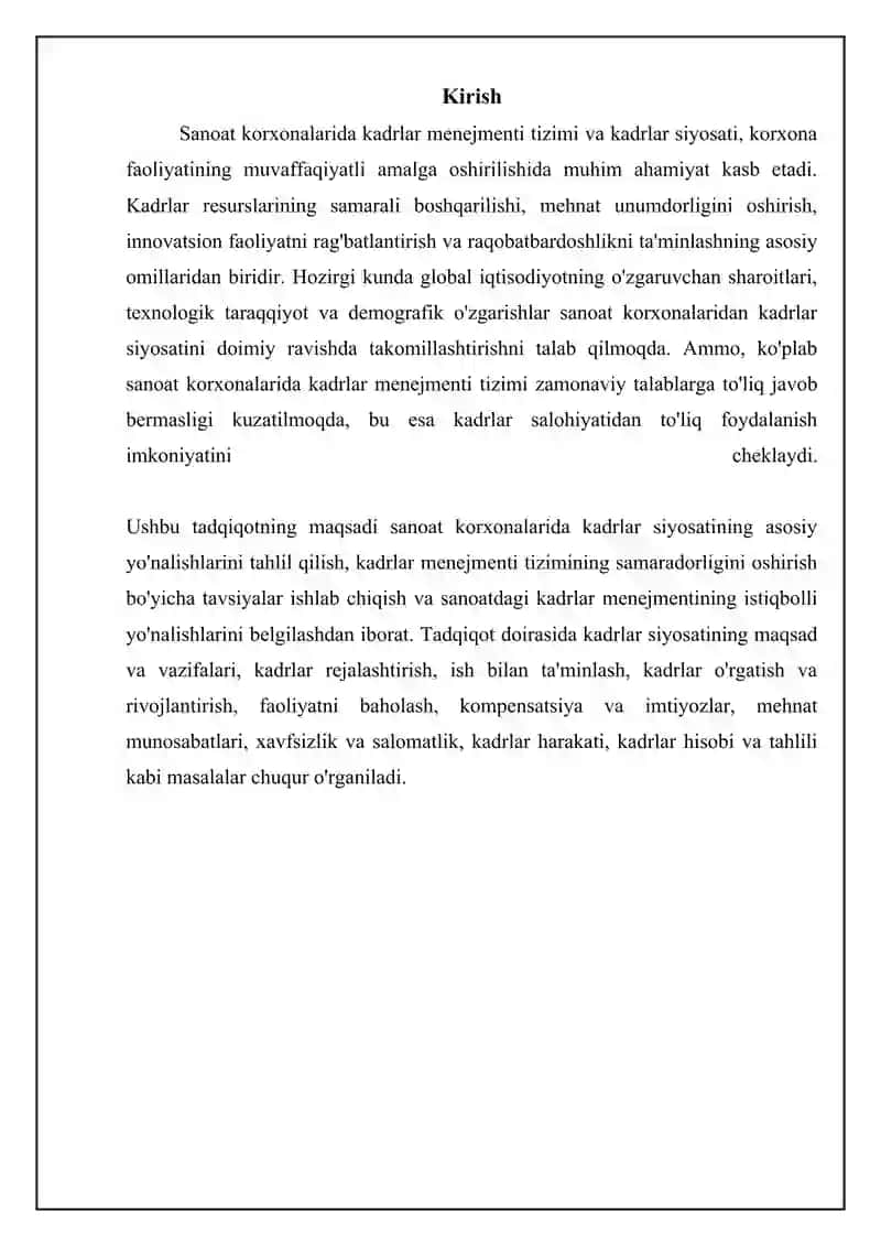 Sanoatda kadrlar bilan ishlash tizimi va kadrlar siyosatining asosiy yoʻnalishlari 3