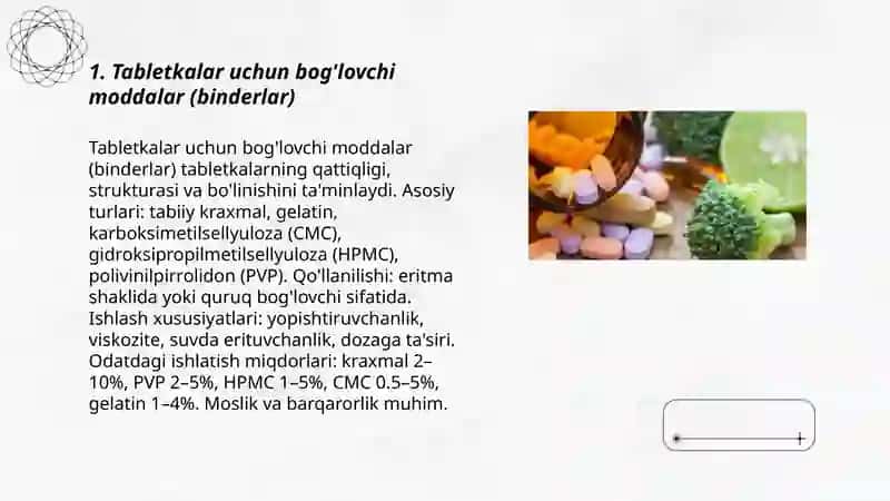 Tayyor dori vositalarini ishlab chiqarishda ishlatiladigan yordamchi moddalar 3