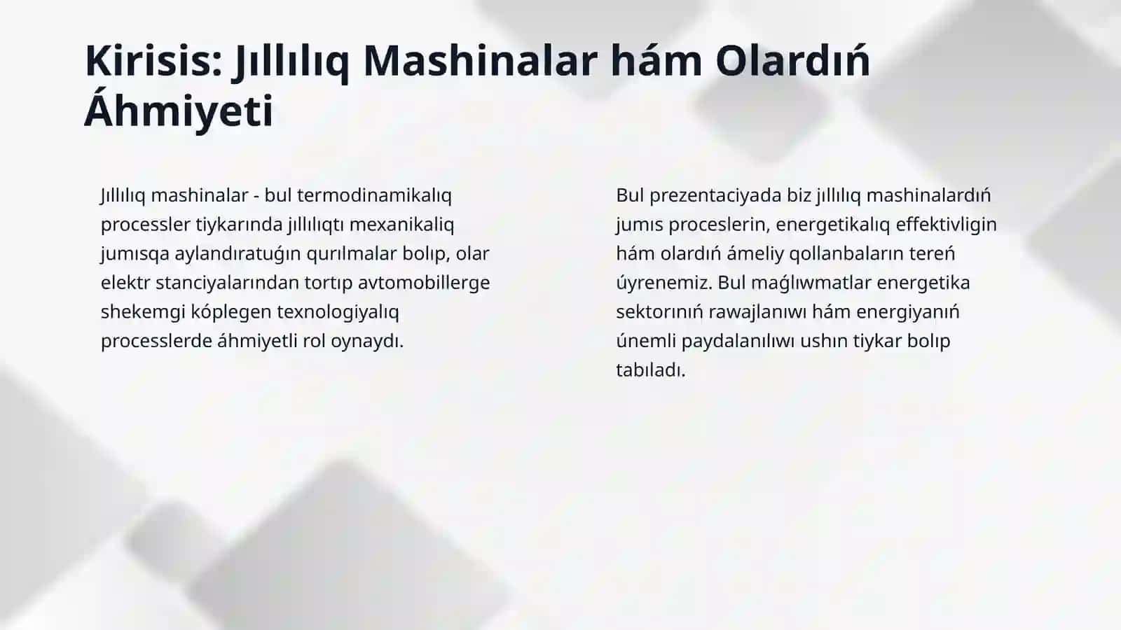 Jıllılıq mashinalari. Jıllılıqtıń jumısqa aylanıwı, Karno cikli. Paydalı jumıs koeffitsienti. 3