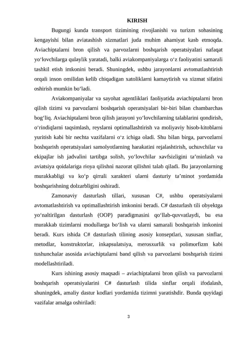 Aviachipta band qilish va chiptalarni boshqarish tizimi yaratish 3