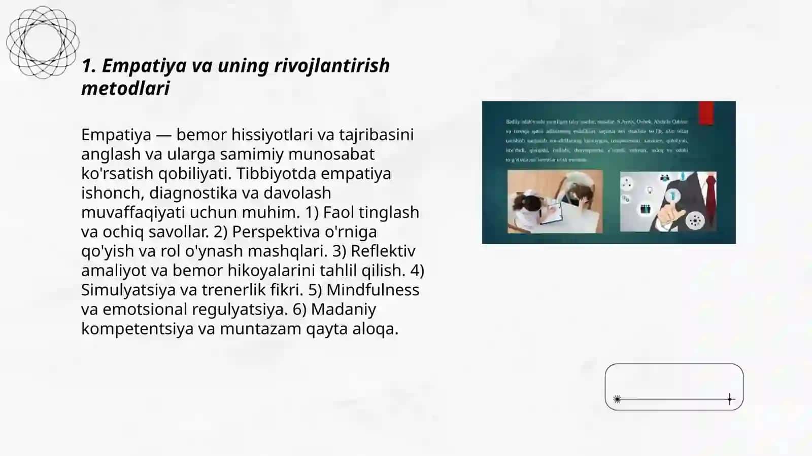 Tibbiyot talablari amaliyot jarayonida qóllaydigan asosiy psixologik metodlari 3