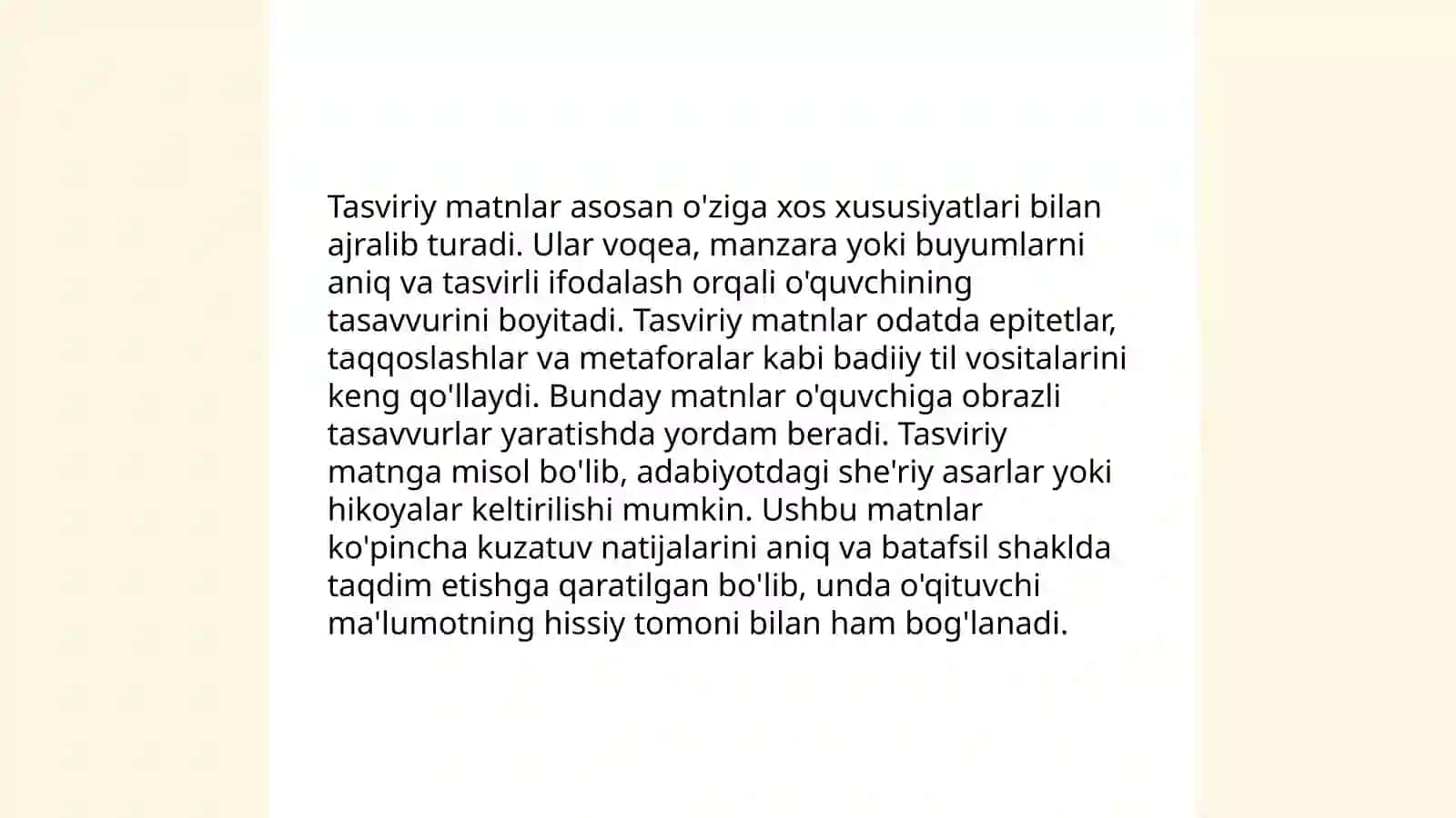 Matn turlari tasviriy hikoya va muhokama 3