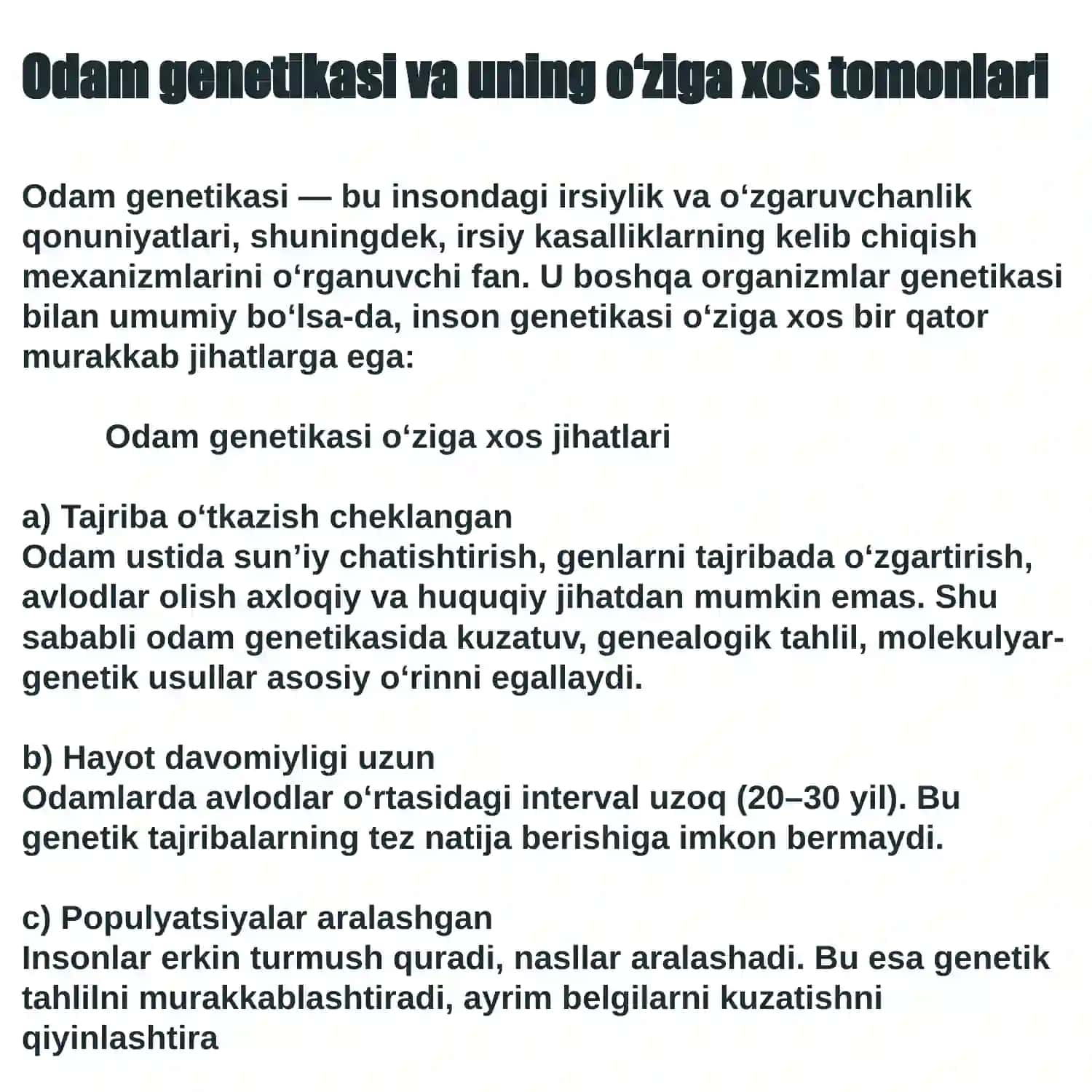 Odamlar genetikasi va uning o‘ziga xos tomonlari 3