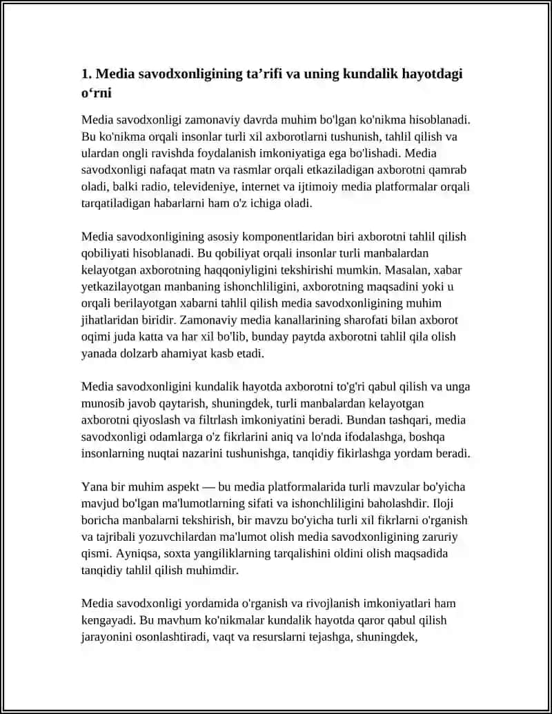 SIZ NIMA UCHUN MEDIA SAVODLI BO'LISHINGIZ KERAK? 3