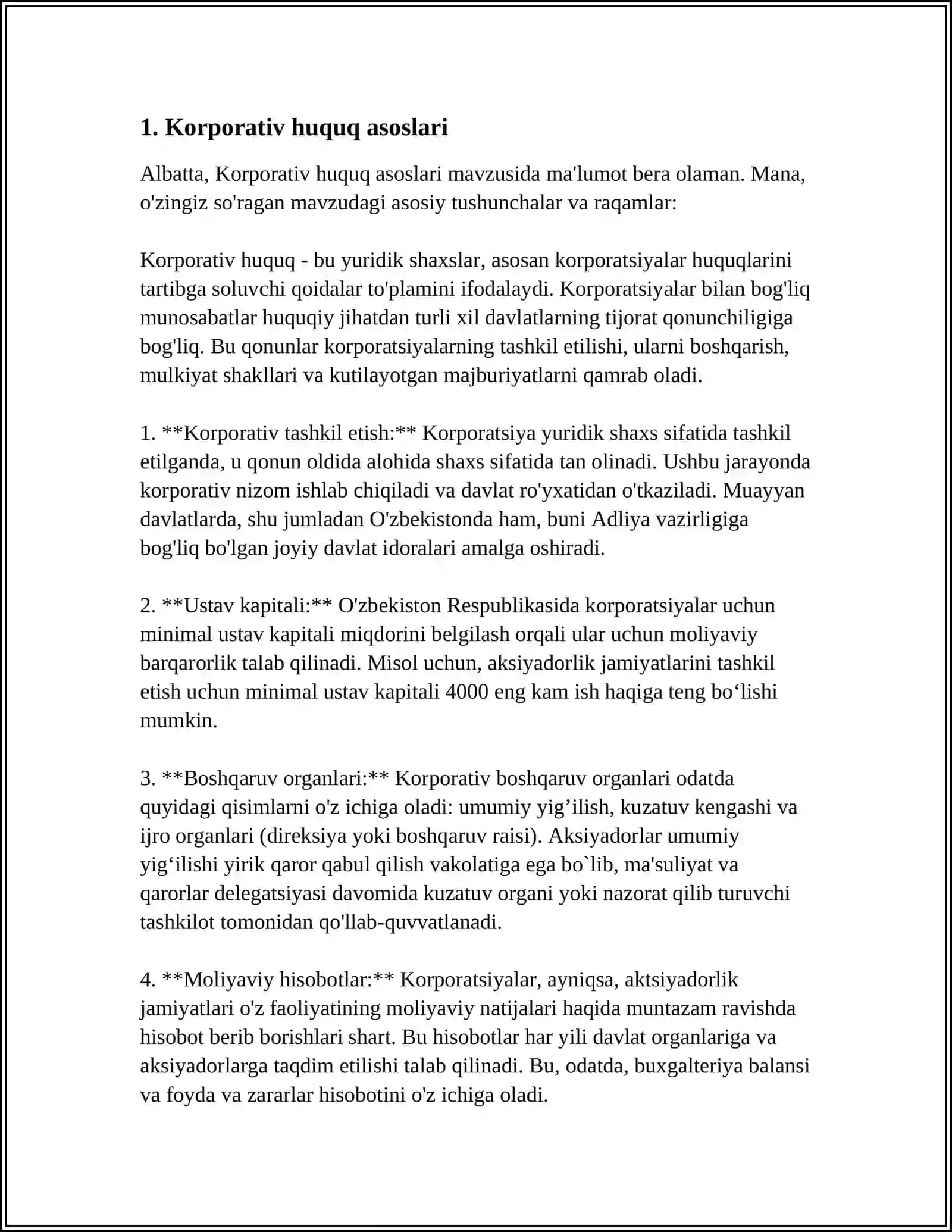 BIZNES HUQUQI. KORPORATIV HUQUQNI TUGATISHGA DOIR ISH YURITISHNI BOSHLASH TARTIBI 3