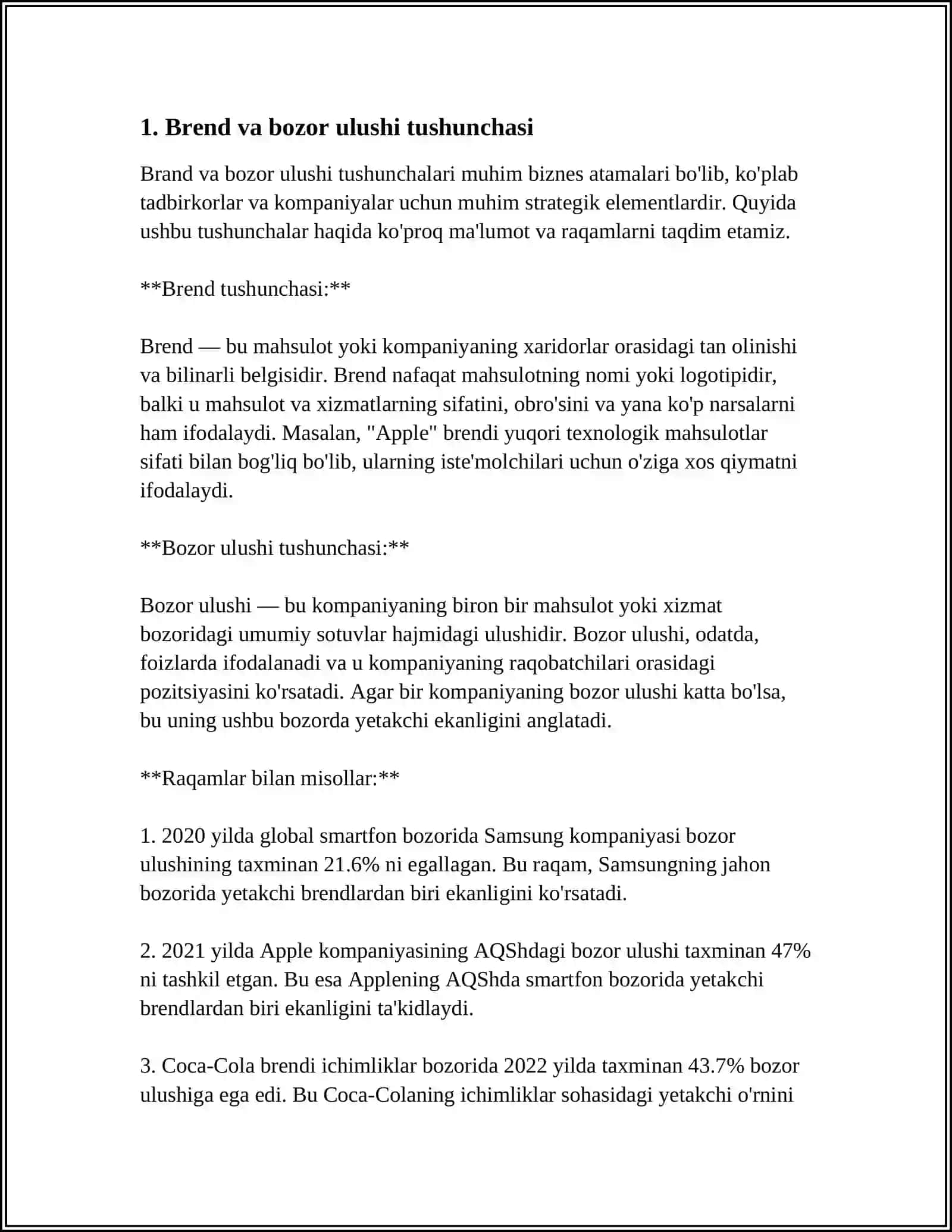 BOZOR ULUSHINI BAHOLASH VA XARIDOR BRENDIGA SODIQLIK 3