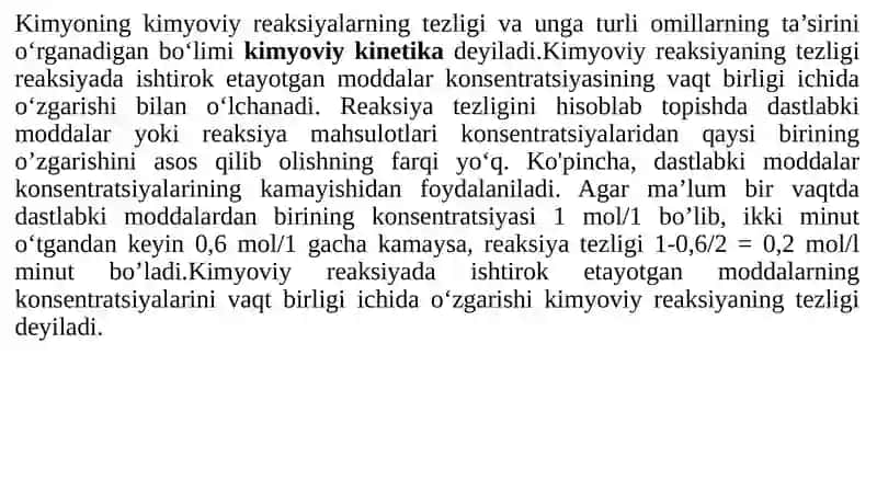 Kimyoviy kinetika va kimyoviy muvozanat.Kataliz 3