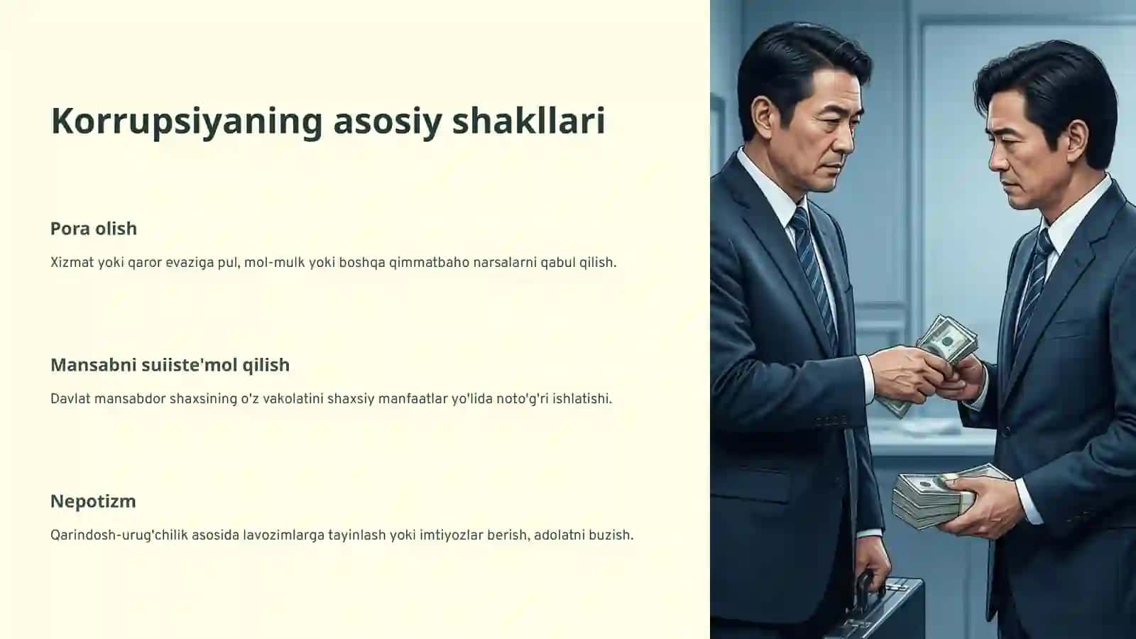Korrupsiya: Tushunchasi, Shakllari, Sabablari va Oqibatlari 3