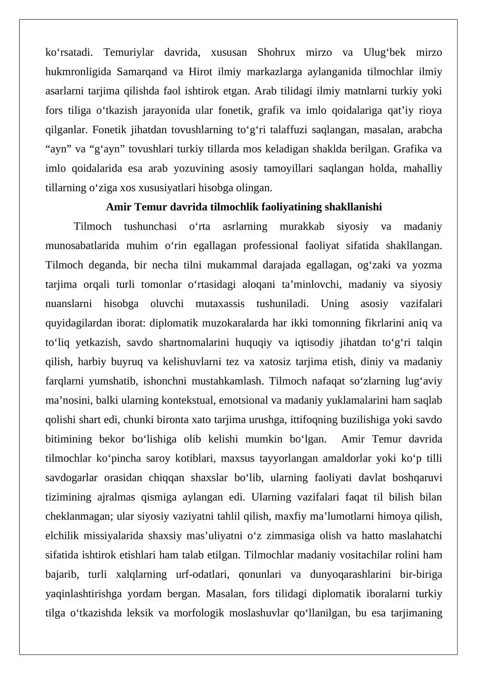 Amir Temur va Temuriylar davlatida tilmochlarning hayot tarsi 3