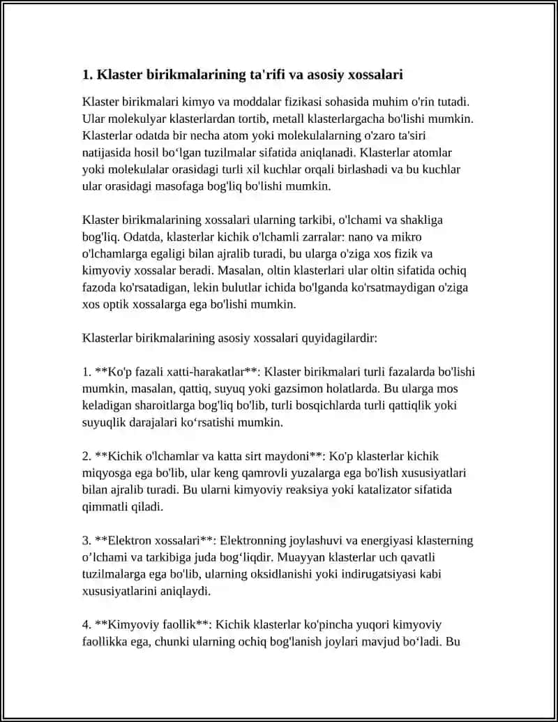 KLASTER BIRIKMALAR.ULARNING TUZILISHI VA XOSSALARI 3