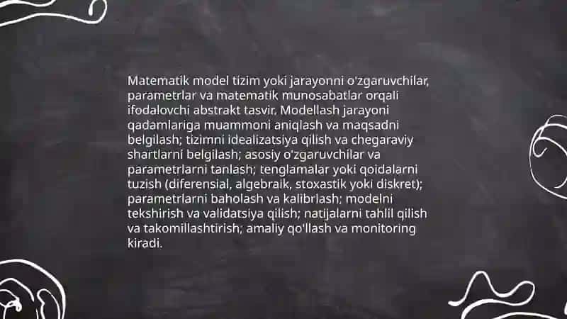Matematik modellar qurish. Tizimlar yaratish 3