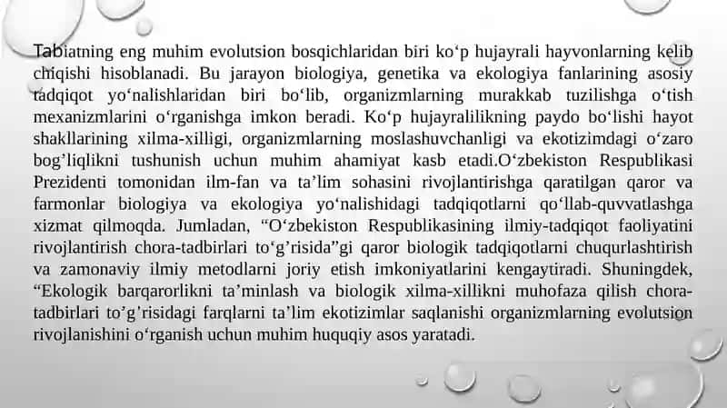 KO‘P HUJAYRALI HAYVONLARNING KELIB CHIQISH NAZARIYALARI 3