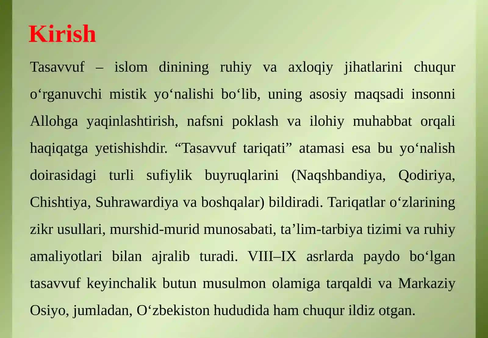 Tasavvuf tariqati va hozirgi zamon 3