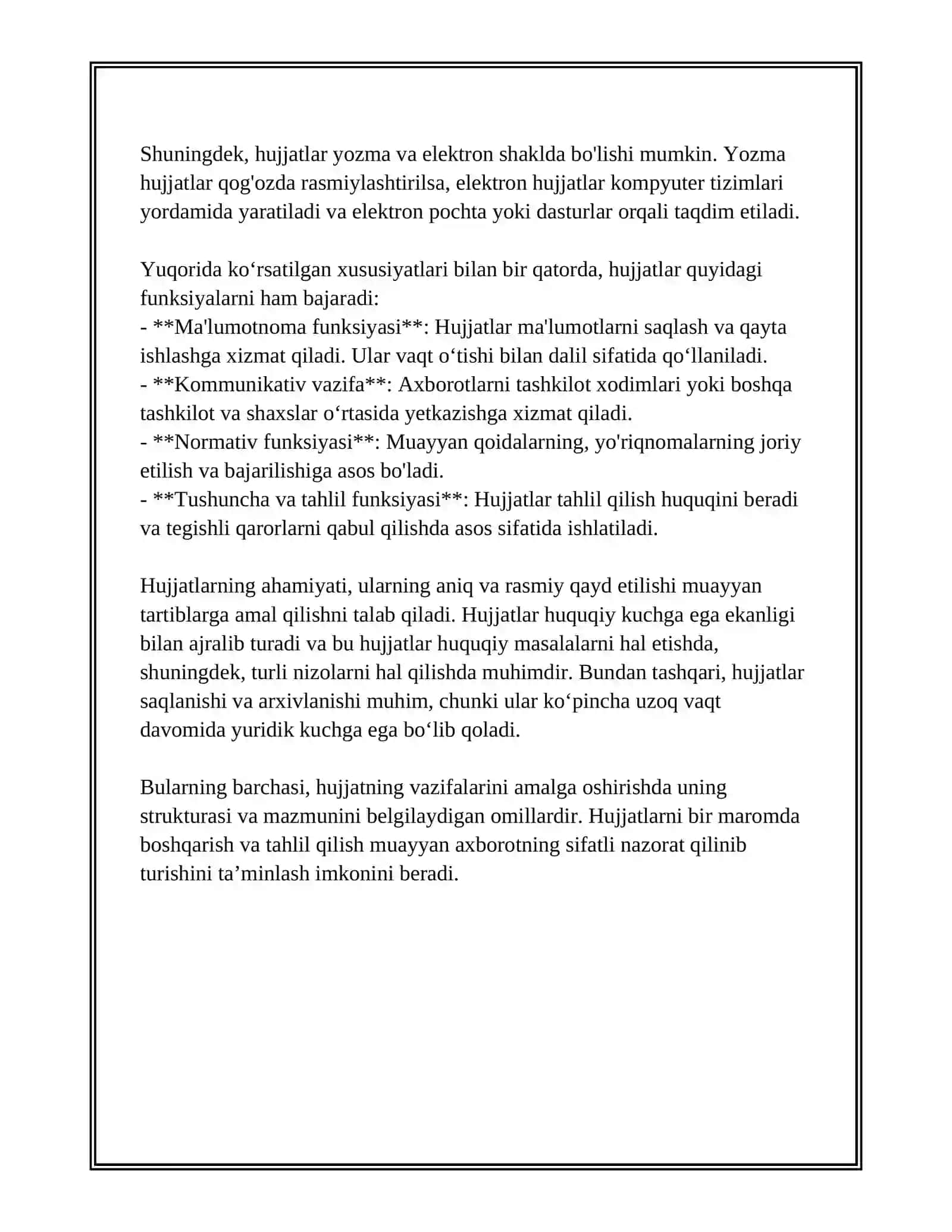 Hujjatlar turlari va vazifalari 3