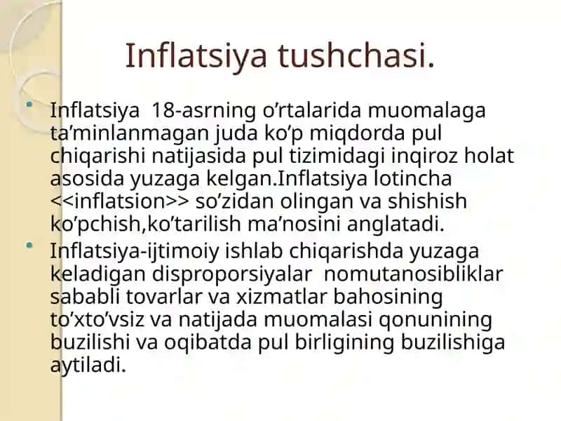 Inflatsiya va unga qarshi kurasshYoʻllari Pul islohotlari 3