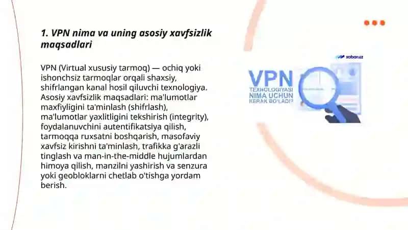 Virtual xususiy tarmoqlar (vpn) va ularning xavfsizlik imkoniyatlari 3