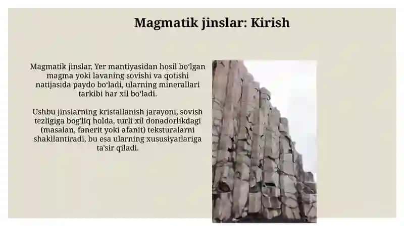 Magmatik tog' jinslari va ularning qurilish xossalari 3