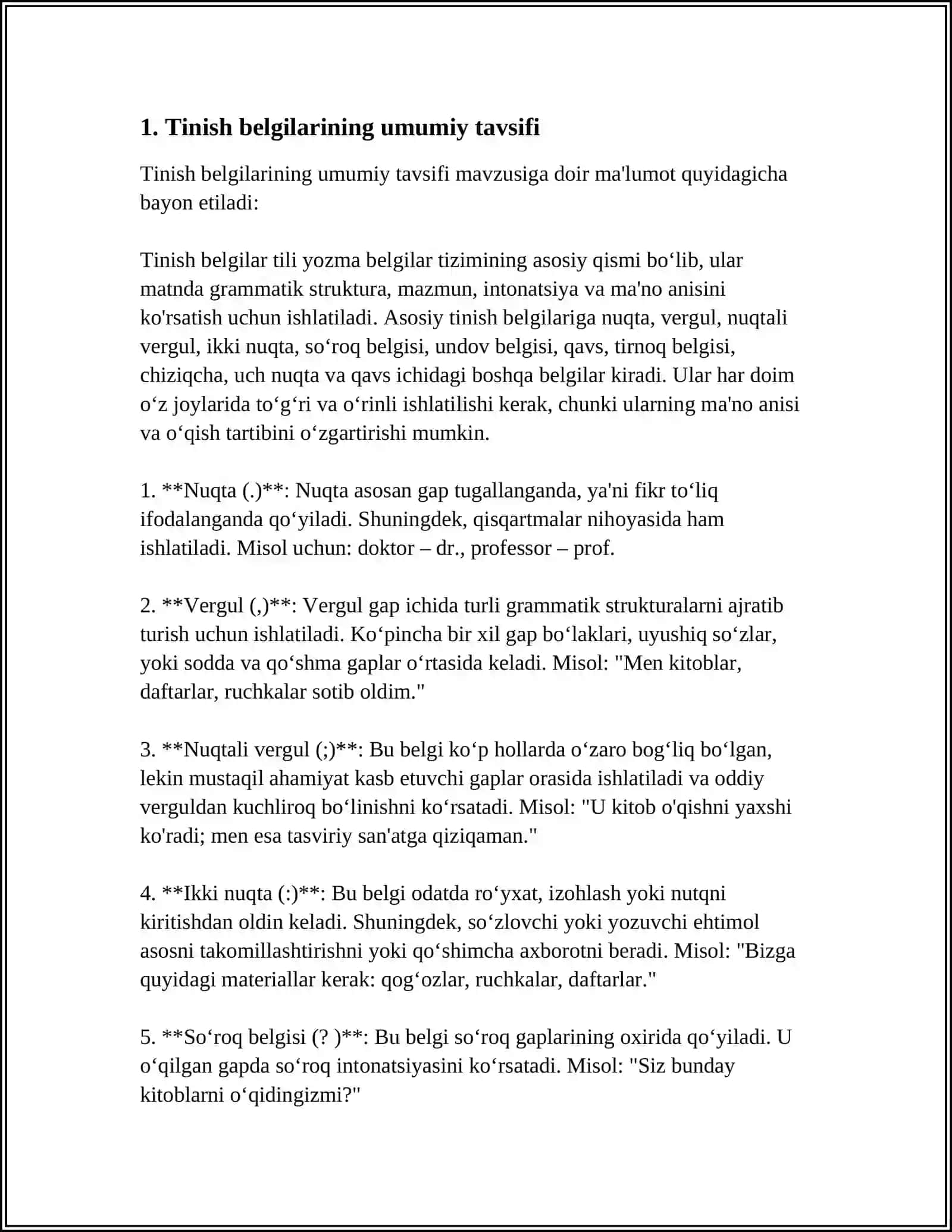Mavzu: 1- 4- SINF DARSLIKLARIDAGI TINISH BELGILARINING ISHLATILISHIGA OID MASHQLARNI TAHLIL QILISH 3