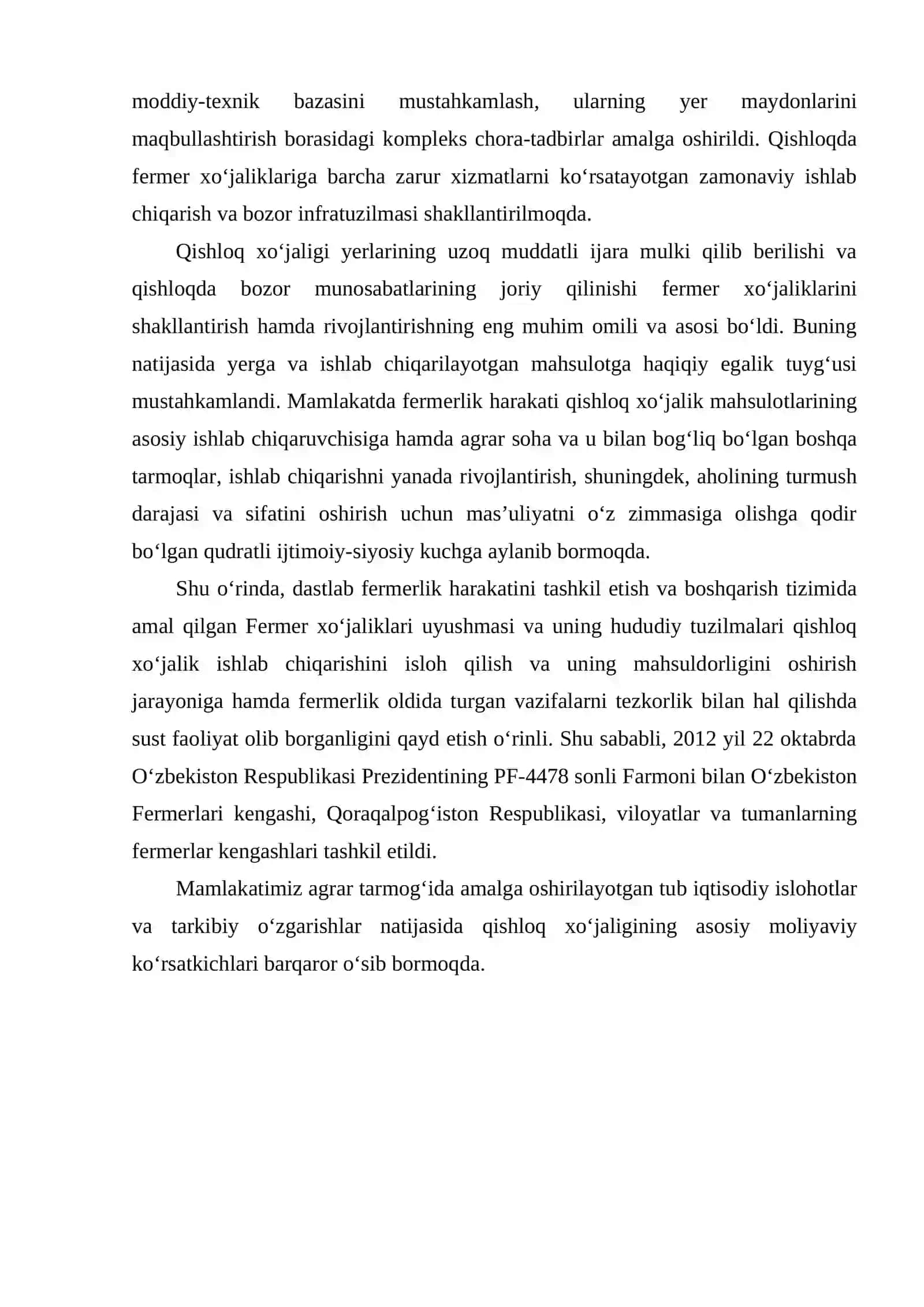 O'zbekistonda qishloq xo'jaligidagi islohotlar uning vazifalari va yo'nalishlari 3